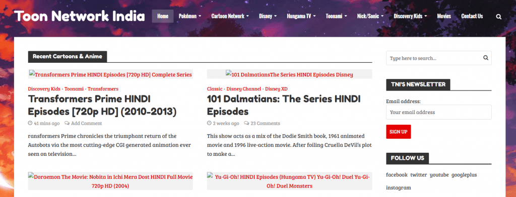 ToonNetworkIndia Anime Series Hindi Dubbed